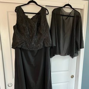 Mother of the Bride Black 2pc sleeveless with sheer jacket. Lace top. NEW 26W